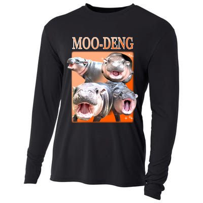 Orange Moo Deng Meme Hippo Cooling Performance Long Sleeve Crew