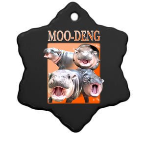 Orange Moo Deng Meme Hippo Ceramic Star Ornament