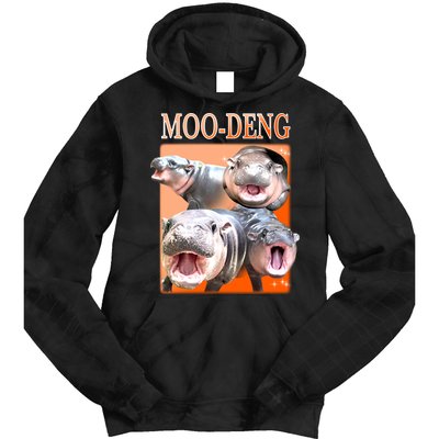 Orange Moo Deng Meme Hippo Tie Dye Hoodie