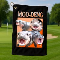 Orange Moo Deng Meme Hippo Golf Towel
