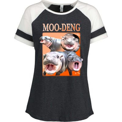 Orange Moo Deng Meme Hippo Enza Ladies Jersey Colorblock Tee