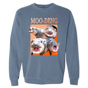 Orange Moo Deng Meme Hippo Garment-Dyed Sweatshirt