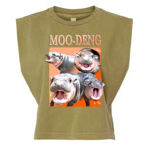 Orange Moo Deng Meme Hippo Garment-Dyed Women's Muscle Tee