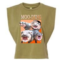 Orange Moo Deng Meme Hippo Garment-Dyed Women's Muscle Tee