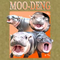 Orange Moo Deng Meme Hippo Garment-Dyed Women's Muscle Tee