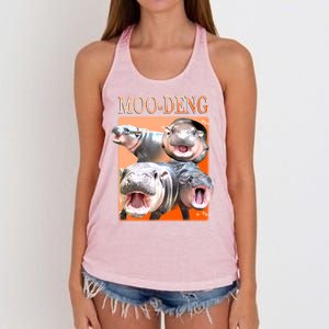 Orange Moo Deng Meme Hippo Women's Knotted Racerback Tank