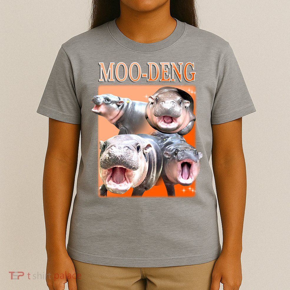 Orange Moo Deng Meme Hippo T-Shirt