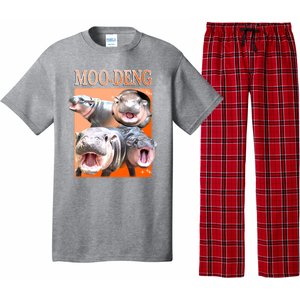 Orange Moo Deng Meme Hippo Pajama Set