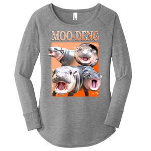 Orange Moo Deng Meme Hippo Women's Perfect Tri Tunic Long Sleeve Shirt