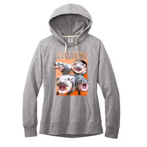 Orange Moo Deng Meme Hippo Women's Fleece Hoodie