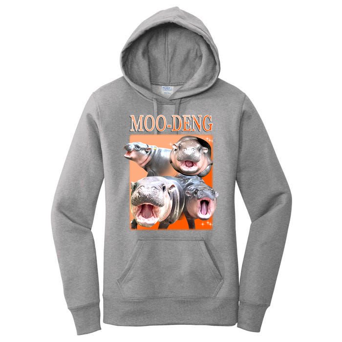 Orange Moo Deng Meme Hippo Women's Pullover Hoodie