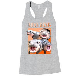 Orange Moo Deng Meme Hippo Women's Racerback Tank