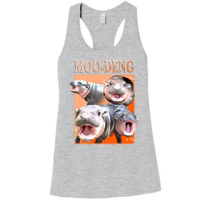 Orange Moo Deng Meme Hippo Women's Racerback Tank