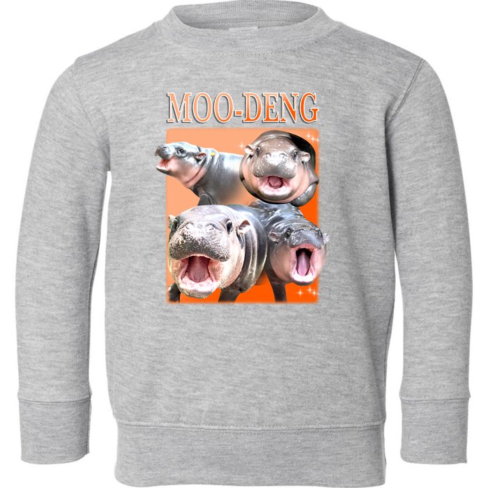 Orange Moo Deng Meme Hippo Toddler Sweatshirt