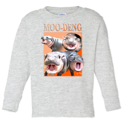 Orange Moo Deng Meme Hippo Toddler Long Sleeve Shirt