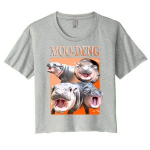 Orange Moo Deng Meme Hippo Women's Crop Top Tee