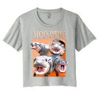 Orange Moo Deng Meme Hippo Crop Top
