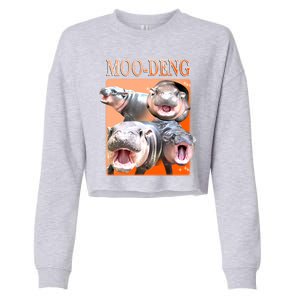 Orange Moo Deng Meme Hippo Cropped Pullover Crew