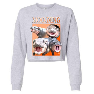 Orange Moo Deng Meme Hippo Cropped Pullover Crew