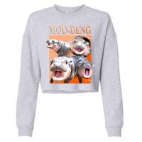 Orange Moo Deng Meme Hippo Cropped Pullover Crew