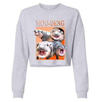 Orange Moo Deng Meme Hippo Cropped Pullover Crew