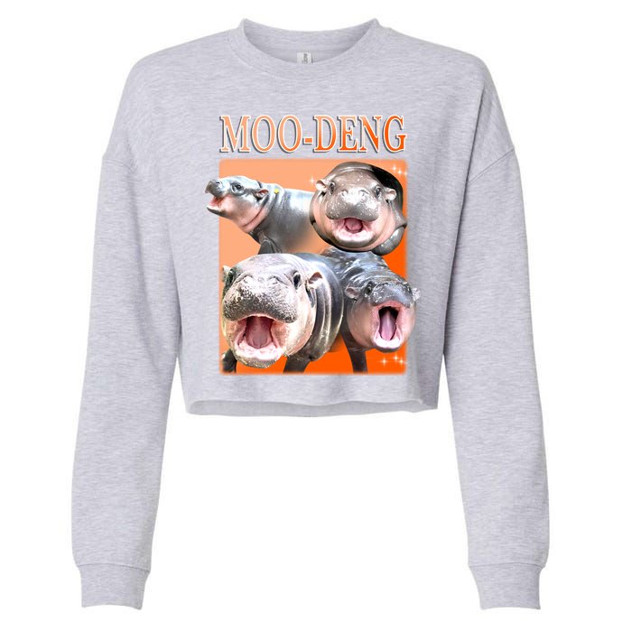 Orange Moo Deng Meme Hippo Cropped Pullover Crew