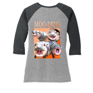 Orange Moo Deng Meme Hippo Women's Tri-Blend 3/4-Sleeve Raglan Shirt