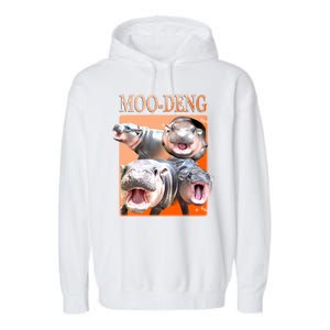 Orange Moo Deng Meme Hippo Garment-Dyed Fleece Hoodie