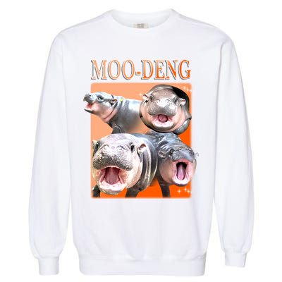 Orange Moo Deng Meme Hippo Garment-Dyed Sweatshirt