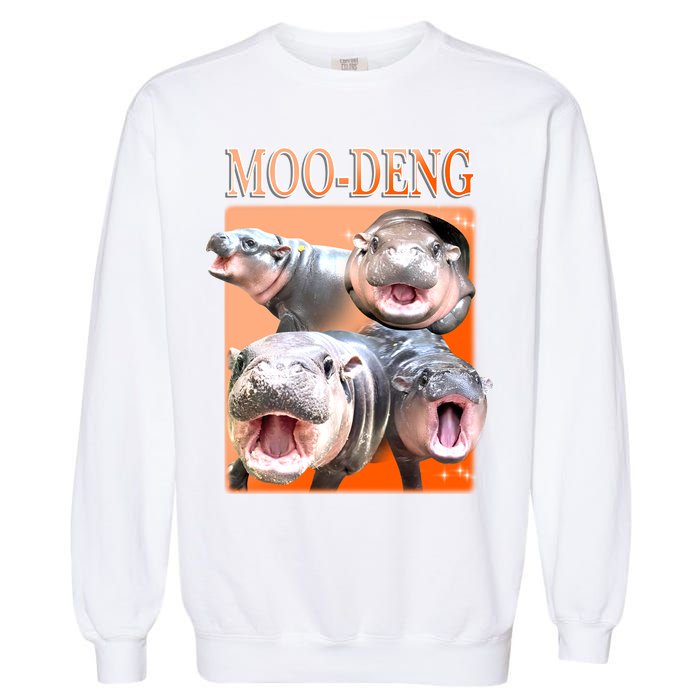 Orange Moo Deng Meme Hippo Garment-Dyed Sweatshirt