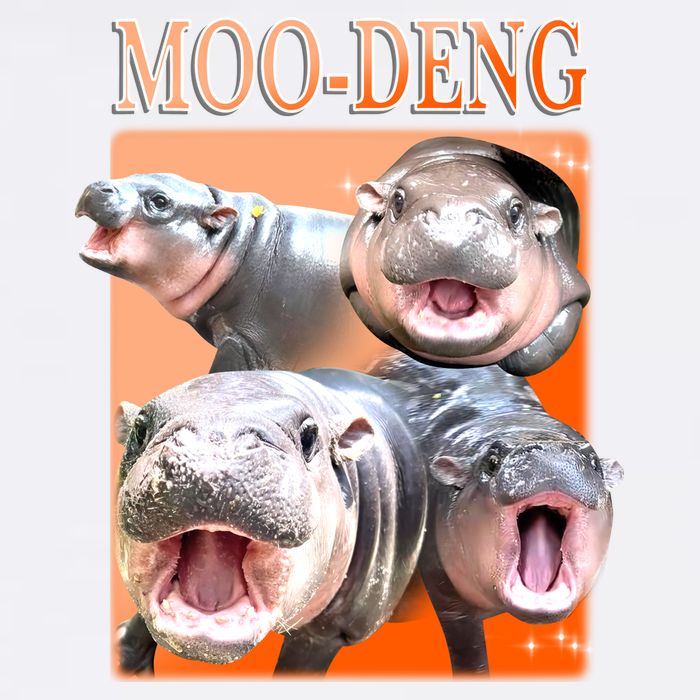 Orange Moo Deng Meme Hippo Garment-Dyed Sweatshirt