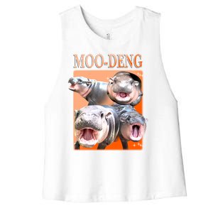 Orange Moo Deng Meme Hippo Women's Racerback Cropped Tank