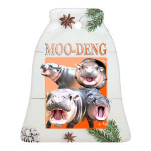 Orange Moo Deng Meme Hippo Ceramic Bell Ornament