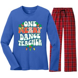 One Merry Dance Teacher Christmas Xmas Dancing Gift Women's Long Sleeve Flannel Pajama Set 