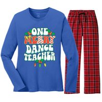 One Merry Dance Teacher Christmas Xmas Dancing Gift Women's Long Sleeve Flannel Pajama Set 