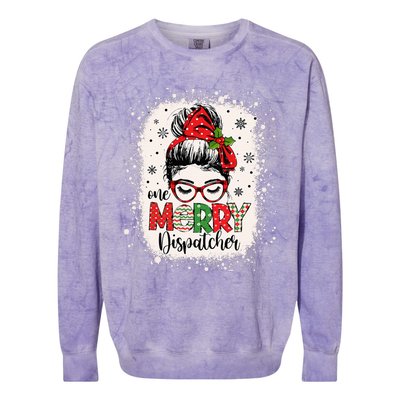 One Merry Dispatcher Messy Bun Christmas Dispatch Colorblast Crewneck Sweatshirt