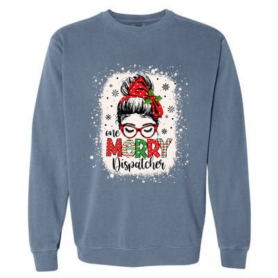 One Merry Dispatcher Messy Bun Christmas Dispatch Garment-Dyed Sweatshirt