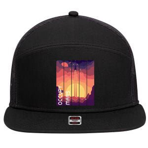 Occupy Mars Elon Musk Spacex Space Landscape Astronaut Planets Stars 7 Panel Mesh Trucker Snapback Hat