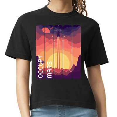 Occupy Mars Elon Musk Spacex Space Landscape Astronaut Planets Stars Comfort Colors Boxy T-Shirt