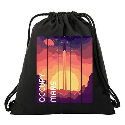 Occupy Mars Elon Musk Spacex Space Landscape Astronaut Planets Stars Drawstring Bag