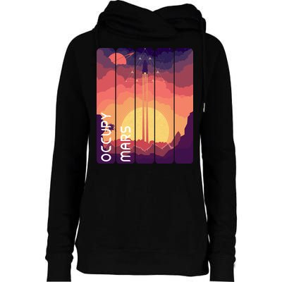 Occupy Mars Elon Musk Spacex Space Landscape Astronaut Planets Stars Womens Funnel Neck Pullover Hood