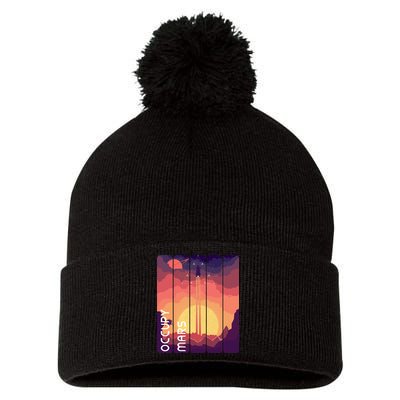 Occupy Mars Elon Musk Spacex Space Landscape Astronaut Planets Stars Pom Pom 12in Knit Beanie