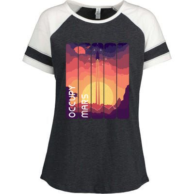 Occupy Mars Elon Musk Spacex Space Landscape Astronaut Planets Stars Enza Ladies Jersey Colorblock Tee