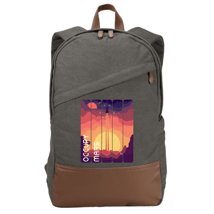 Occupy Mars Elon Musk Spacex Space Landscape Astronaut Planets Stars Cotton Canvas Backpack