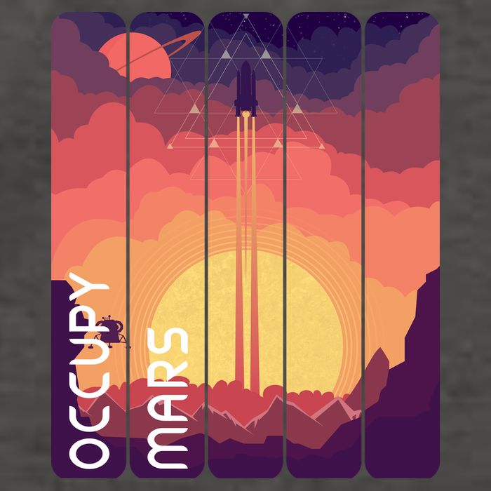 Occupy Mars Elon Musk Spacex Space Landscape Astronaut Planets Stars Vector Backpack