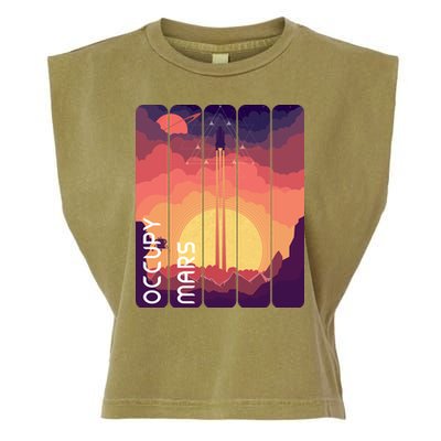 Occupy Mars Elon Musk Spacex Space Landscape Astronaut Planets Stars Garment-Dyed Women's Muscle Tee