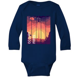 Occupy Mars Elon Musk Spacex Space Landscape Astronaut Planets Stars Baby Long Sleeve Bodysuit