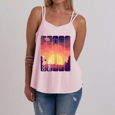 Occupy Mars Elon Musk Spacex Space Landscape Astronaut Planets Stars Women's Strappy Tank