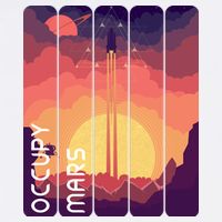 Occupy Mars Elon Musk Spacex Space Landscape Astronaut Planets Stars Garment-Dyed Fleece Hoodie