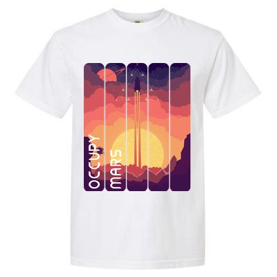 Occupy Mars Elon Musk Spacex Space Landscape Astronaut Planets Stars Garment-Dyed Heavyweight T-Shirt